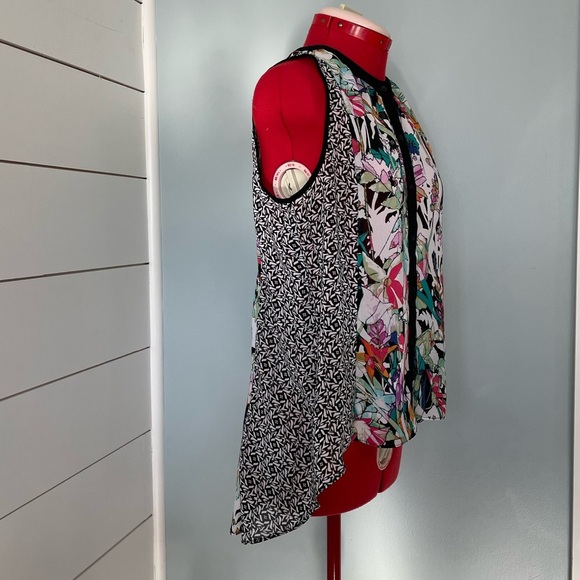 Nicole By Nicole Miller Hi-Lo Sleeveless Multicolored Blouse Sz M - Picture 3 of 7